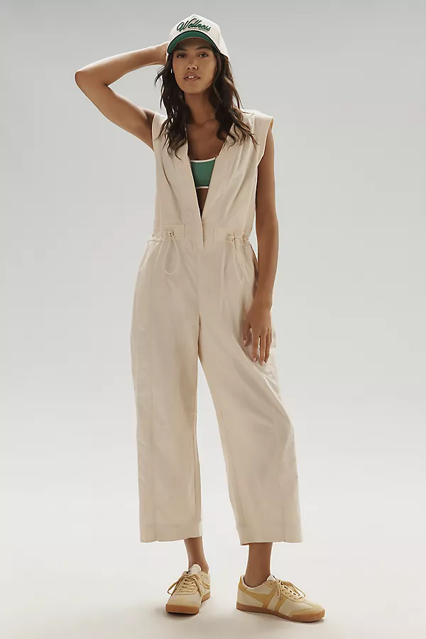 anthropologie Daily Practice Soller Drawstring Jumpsuit Neutral