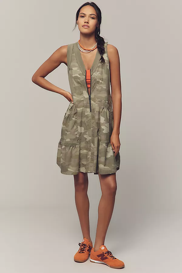 Anthropologie Daily Practice Trek Utility Mini Dress Moss