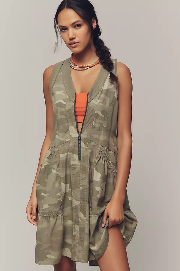 anthropologie Daily Practice Trek Utility Mini Dress Moss