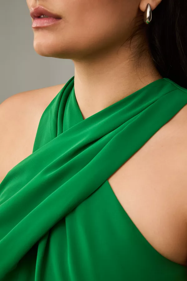 Anthropologie Eloquii Plus Twist-Front Halter Peplum Top Green