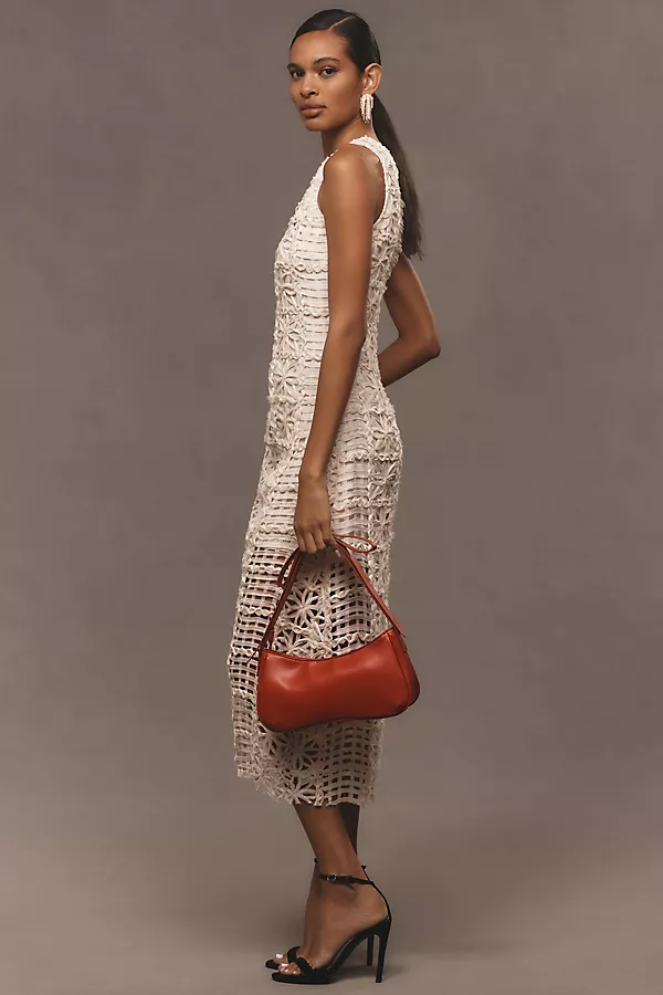 Anthropologie Endless Rose Sleeveless Textured Midi Dress Ivory