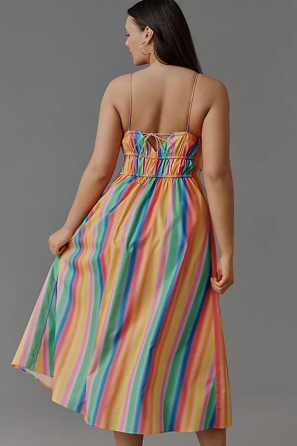 Anthropologie English Factory Petite Sleeveless Back-Cutout Midi Dress Multi