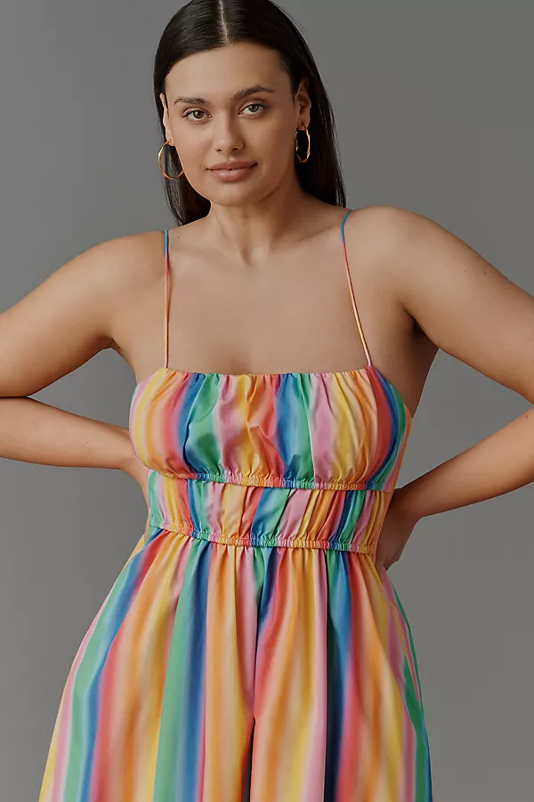 Anthropologie English Factory Petite Sleeveless Back-Cutout Midi Dress Multi