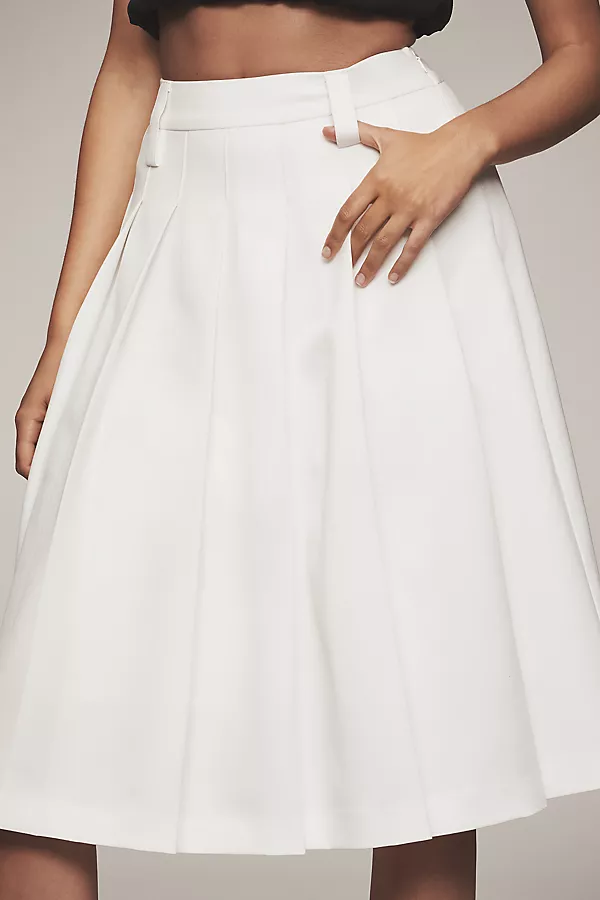 Anthropologie English Factory Pleated Midi Skirt Cream