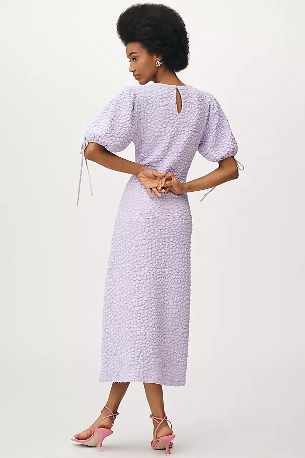 Anthropologie English Factory Short-Sleeve Textured Midi Dress Lilac