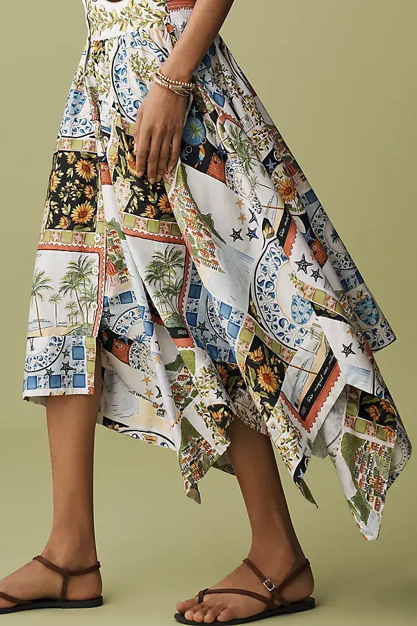 Anthropologie Farm Rio Latin Trip Scarf-Hem Midi Dress Latin Trip Scarves Multi