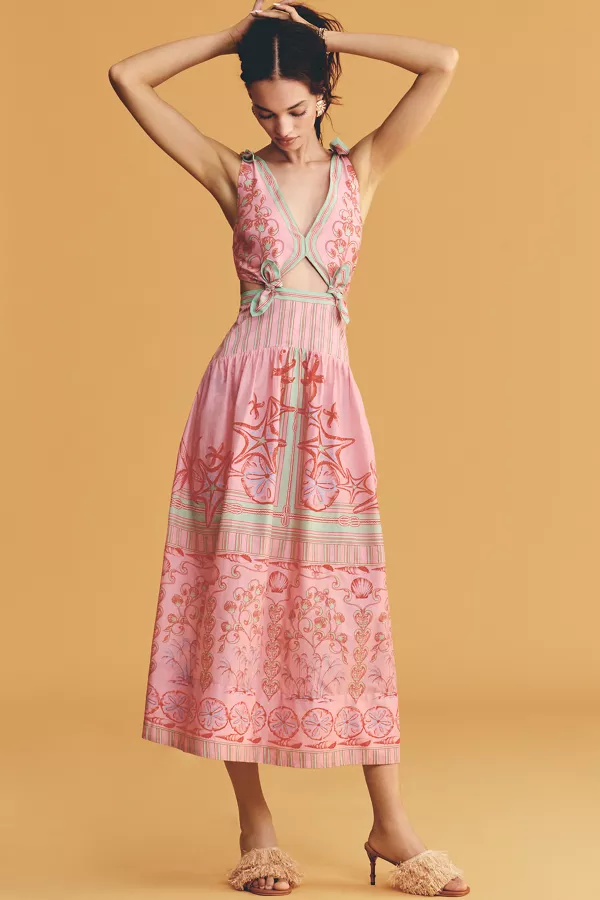 Anthropologie Farm Rio X Anthropologie Cotton Cutout Maxi Dress Adventurer