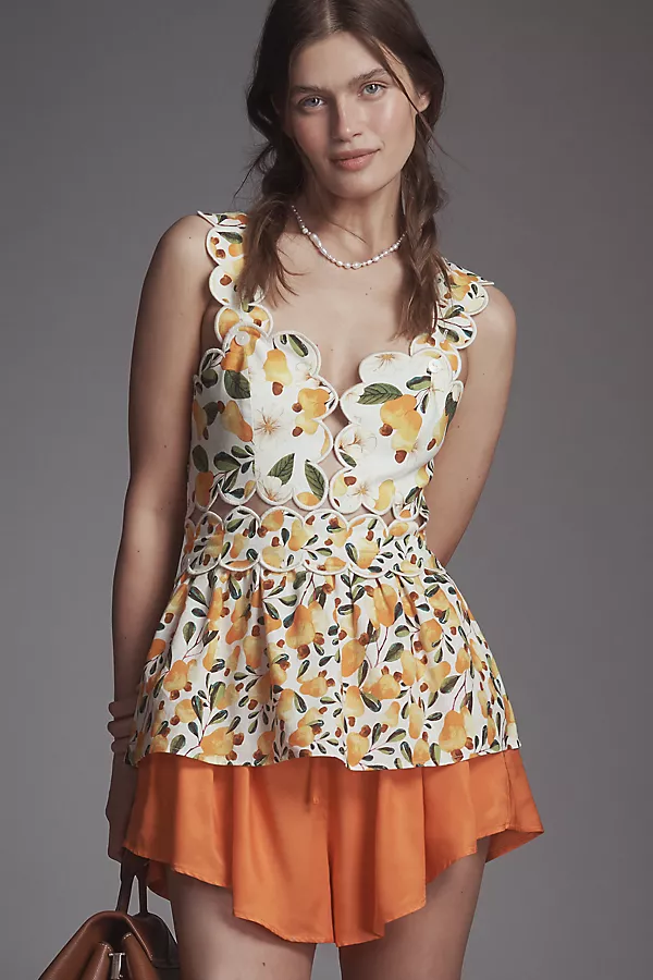 anthropologie Farm Rio x Anthropologie Linen Blend Tank Top Cashew Scarf