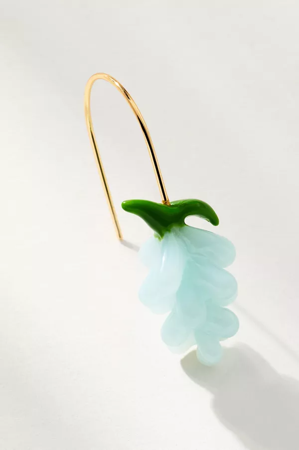 Anthropologie Fruit Icon Glass Drop Earrings Blue Raspberry