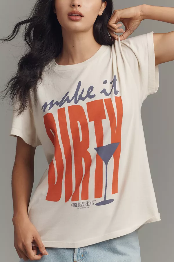 Anthropologie Girl Dangerous Dirty Martini Graphic Tee Natural