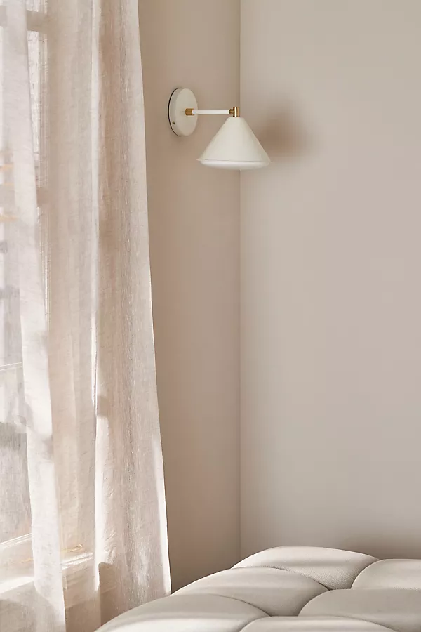 Anthropologie Greenwich Enameled Metal Sconce White