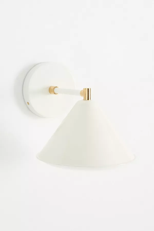 Anthropologie Greenwich Enameled Metal Sconce White