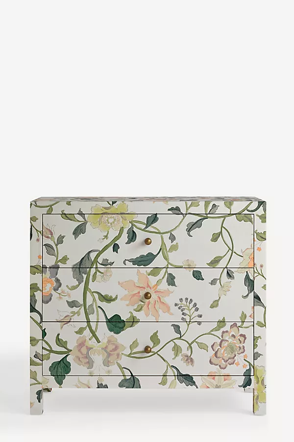 Anthropologie Hale Canvas Three-Drawer Dresser Hattie Floral