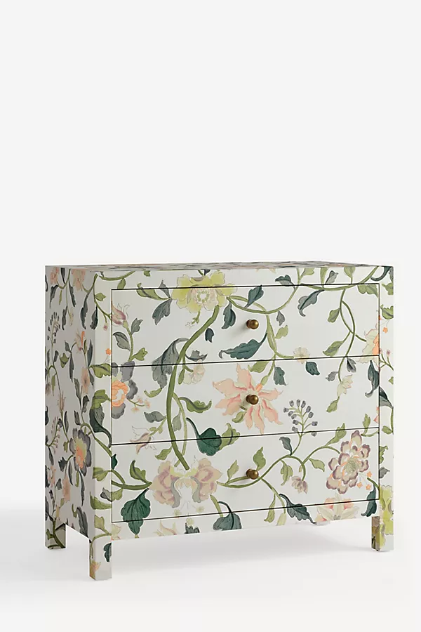 Anthropologie Hale Canvas Three-Drawer Dresser Hattie Floral