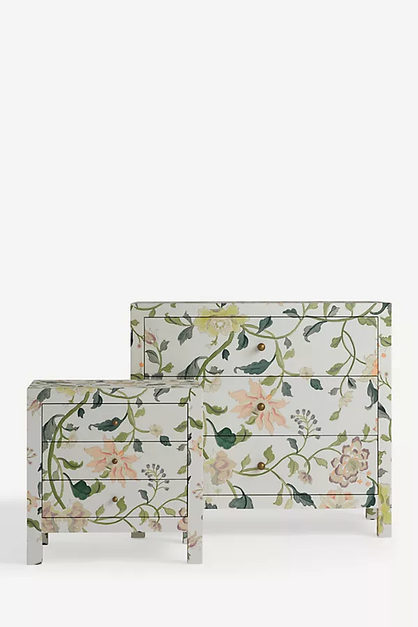 Anthropologie Hale Canvas Three-Drawer Dresser Hattie Floral