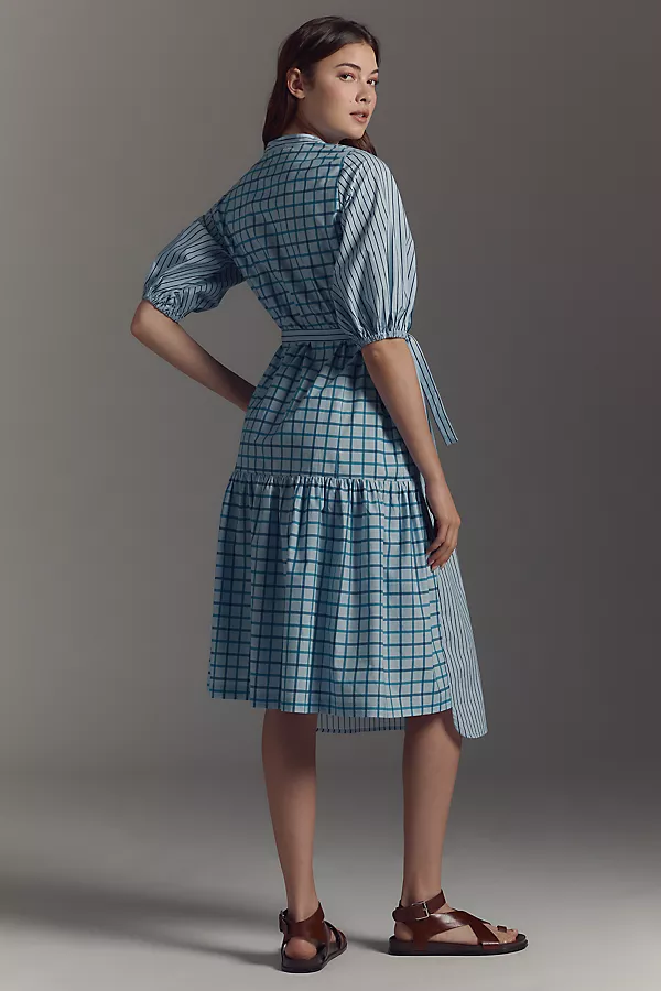 Anthropologie Hope For Flowers By Tracy Reese Mixed-Print Shirt Dress Blue