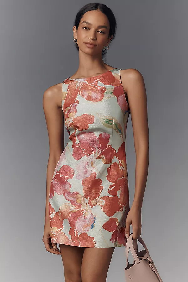 anthropologie Hutch Ren Sleeveless V-Back Mini Dress Botanical Pattern