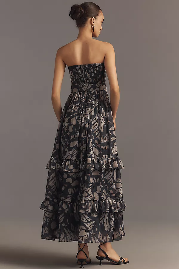 Anthropologie Hutch Sleeveless Belted Maxi Dress Black Butterfly Print