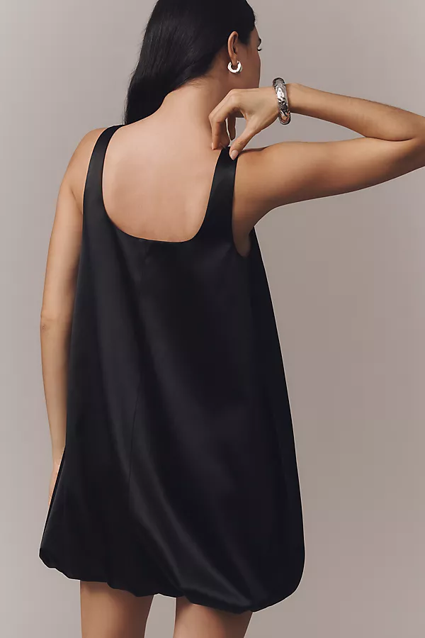 Anthropologie Hutch Sleeveless Pleated Bubble-Hem Mini Dress Black