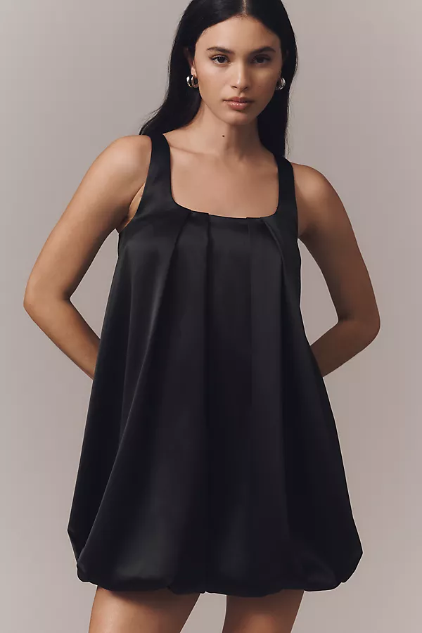Anthropologie Hutch Sleeveless Pleated Bubble-Hem Mini Dress Black