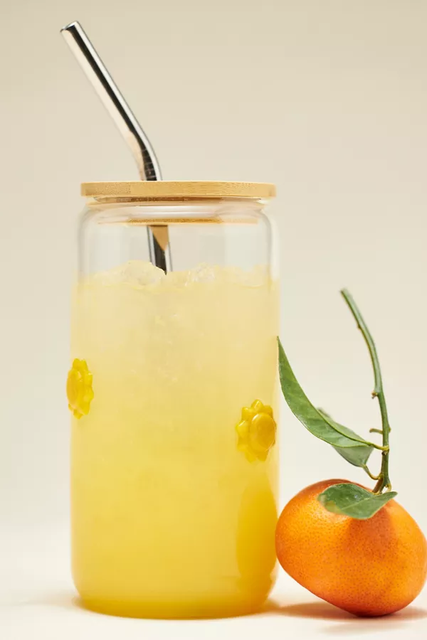 Anthropologie Icon Juice Glass Tumbler With Lid Sun