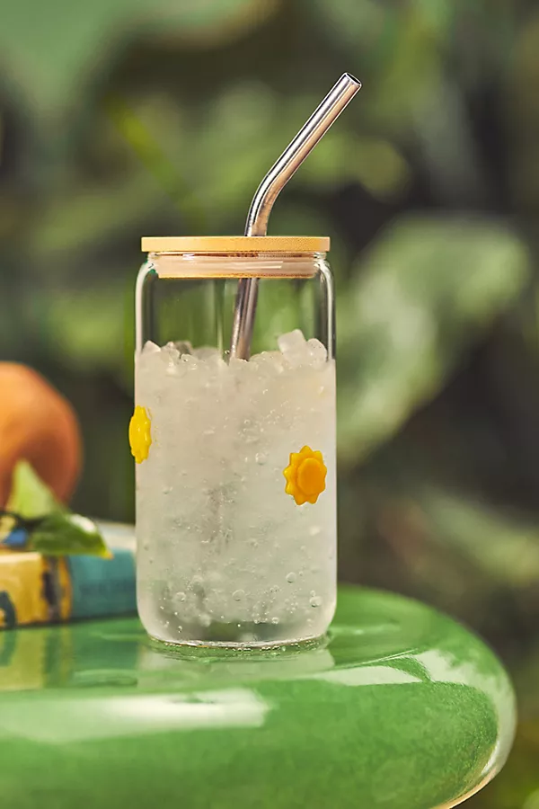 anthropologie Icon Juice Glass Tumbler with Lid Sun