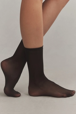 Anthropologie Lechery® Lustrous Silky Shiny Socks Set Of 2 Black
