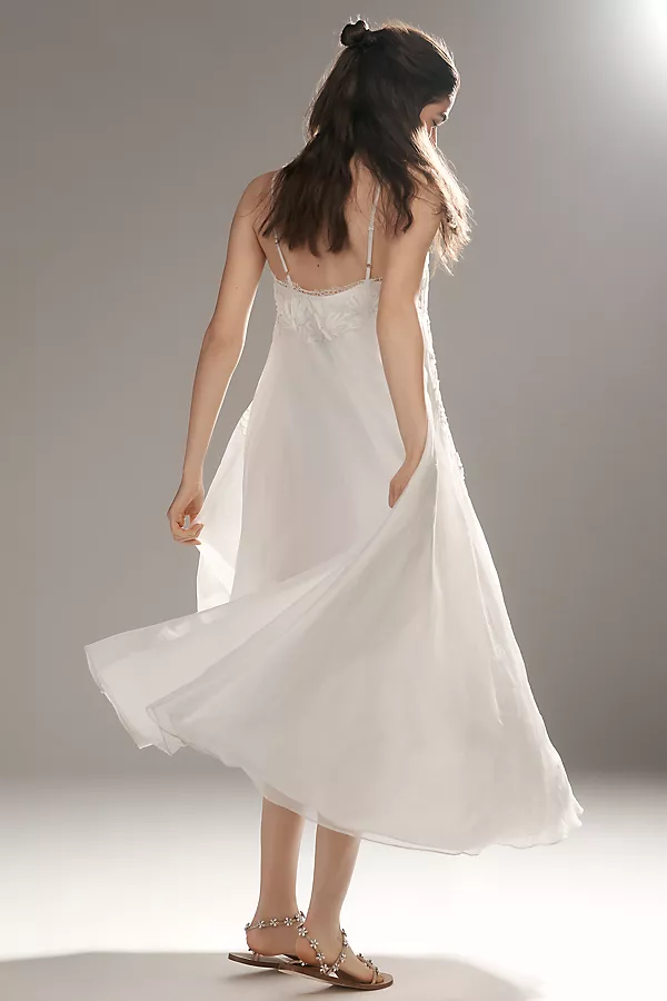 Anthropologie Let Me Be Sleeveless Appliqué Midi Dress Light Blue