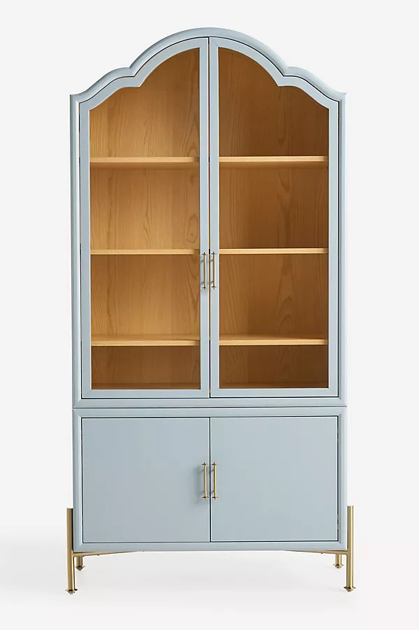 Anthropologie Livia Glass & Wood Storage Hutch Light Blue