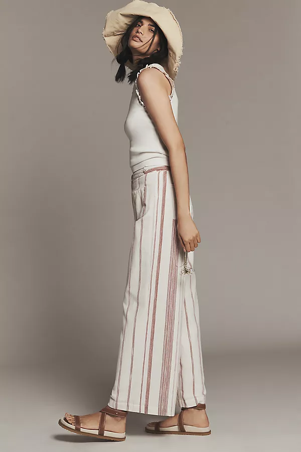 Anthropologie Lost + Wander Costa Mirage Wide-Leg Pants Red-Natural