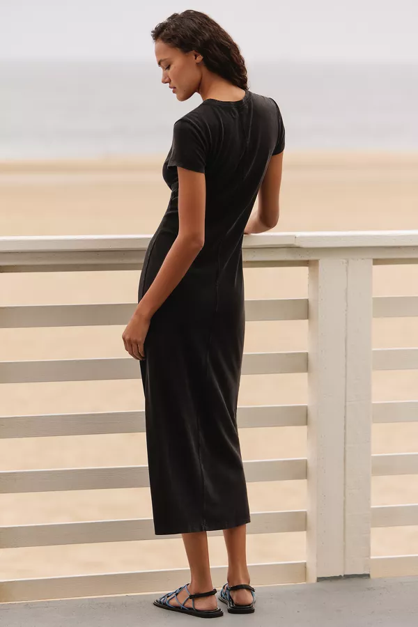 Anthropologie LSPACE Sloane Short-Sleeve T-Shirt Dress Black