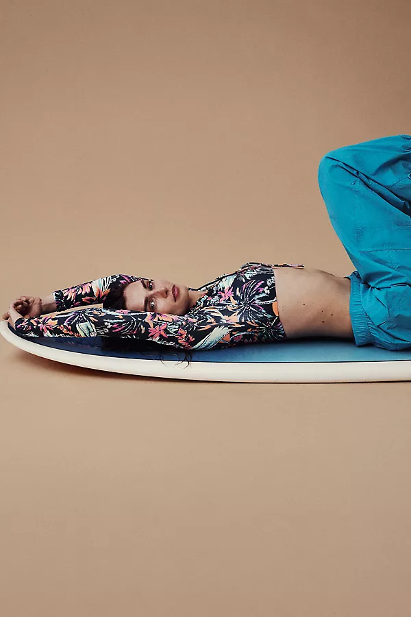 Anthropologie Maaji Verbana Long-Sleeve Cropped Swim Top Funky Fiesta