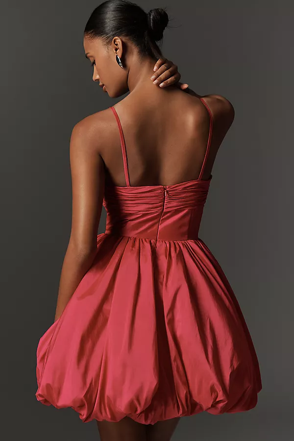 Anthropologie Mac Duggal Bow Bubble Mini Dress Pink