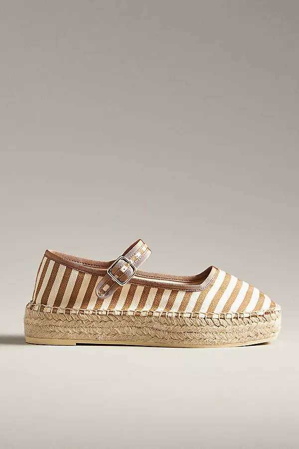 Anthropologie Maeve Mary Jane Espadrille Flats Neutral Pattern