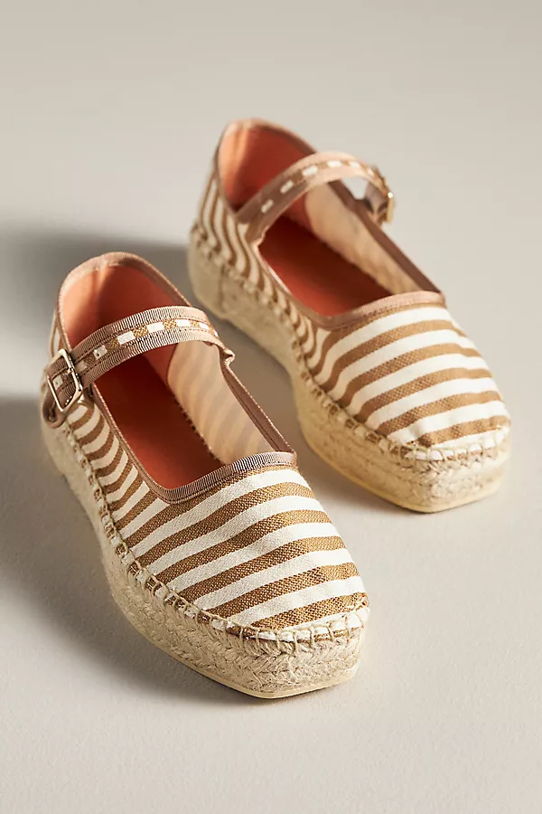 Anthropologie Maeve Mary Jane Espadrille Flats Neutral Pattern