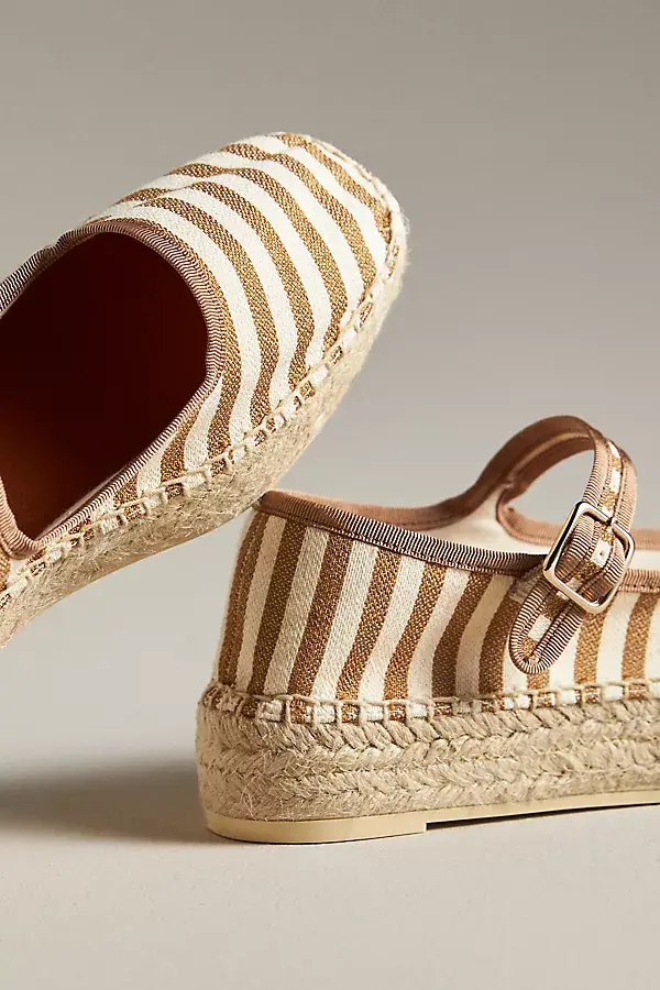 Anthropologie Maeve Mary Jane Espadrille Flats Neutral Pattern