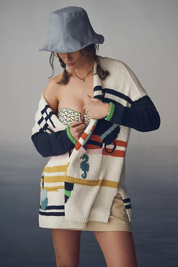 Anthropologie Maeve Nautical Buoy Cardigan Sweater Multi