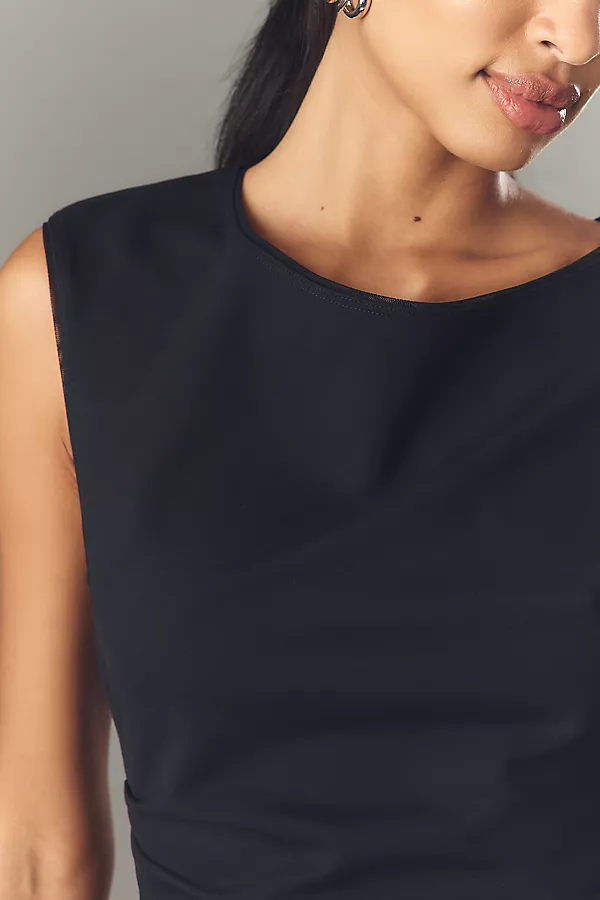 Anthropologie Maeve Short-Sleeve Structured Asymmetrical Top Black Onyx