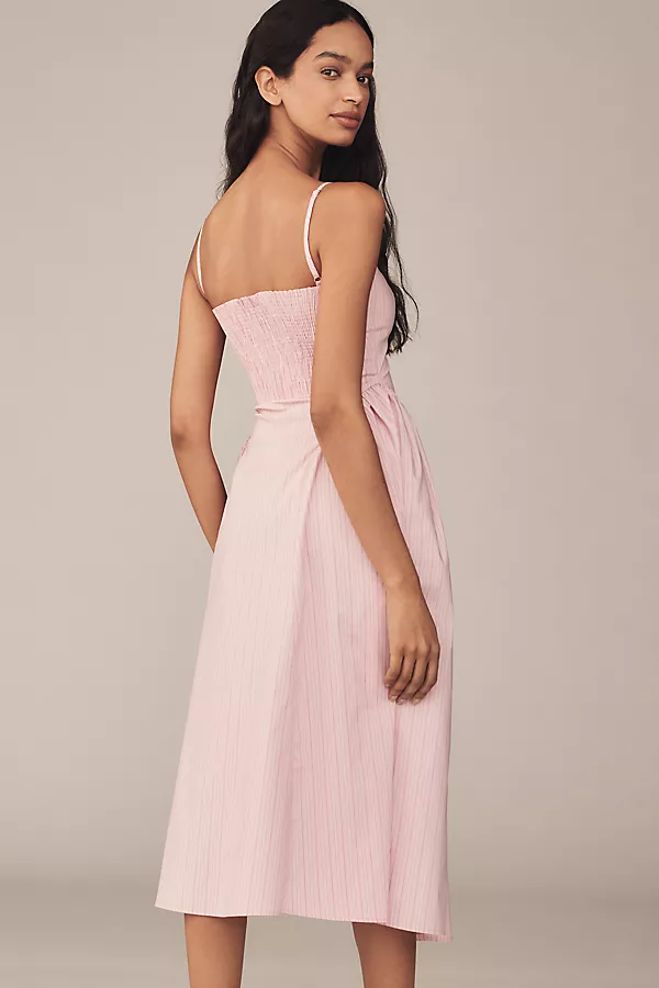 Anthropologie Maeve Sleeveless Fitted A-Line Midi Dress Pink