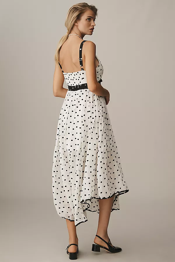 Anthropologie Maeve Sleeveless V-Neck Midi Slip Dress Black & White Pattern