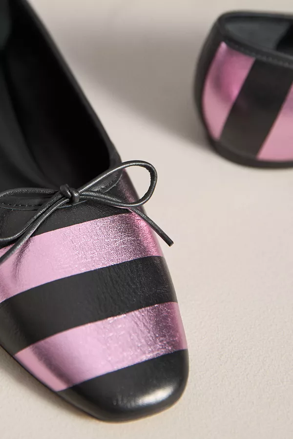 Anthropologie Maeve Square-Toe Ballet Flats Pink Pattern