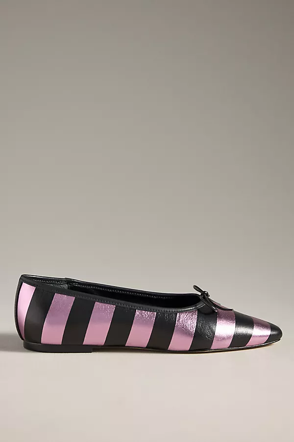 anthropologie Maeve Square-Toe Ballet Flats Pink Pattern