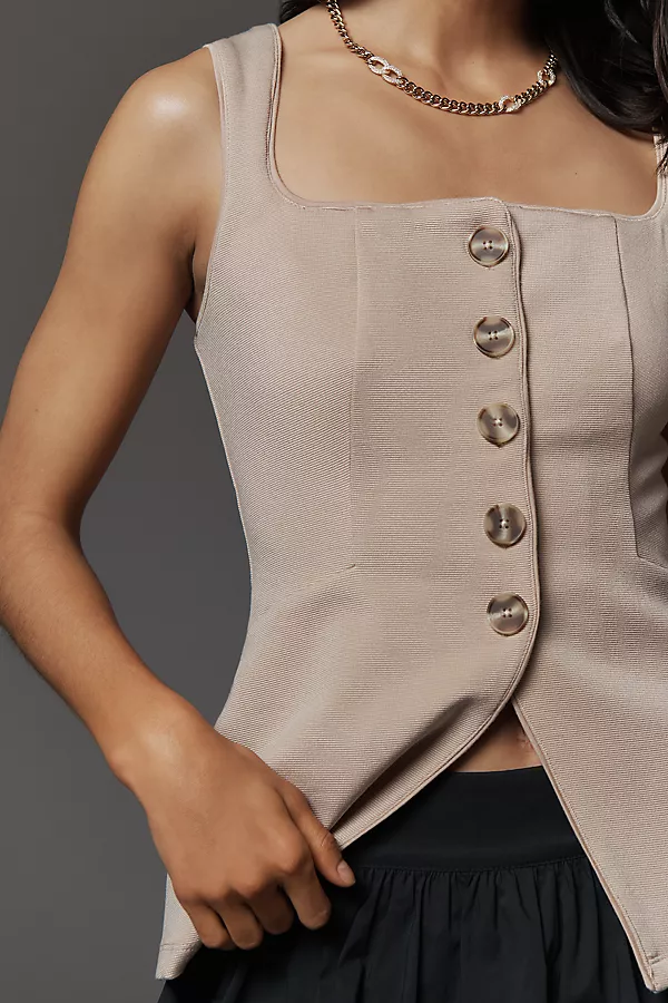 Anthropologie Maeve Structured Longline Vest Soft Camel