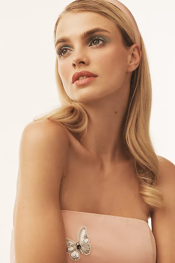 Anthropologie Mare Mare Strapless Embellished Mini Dress Pink