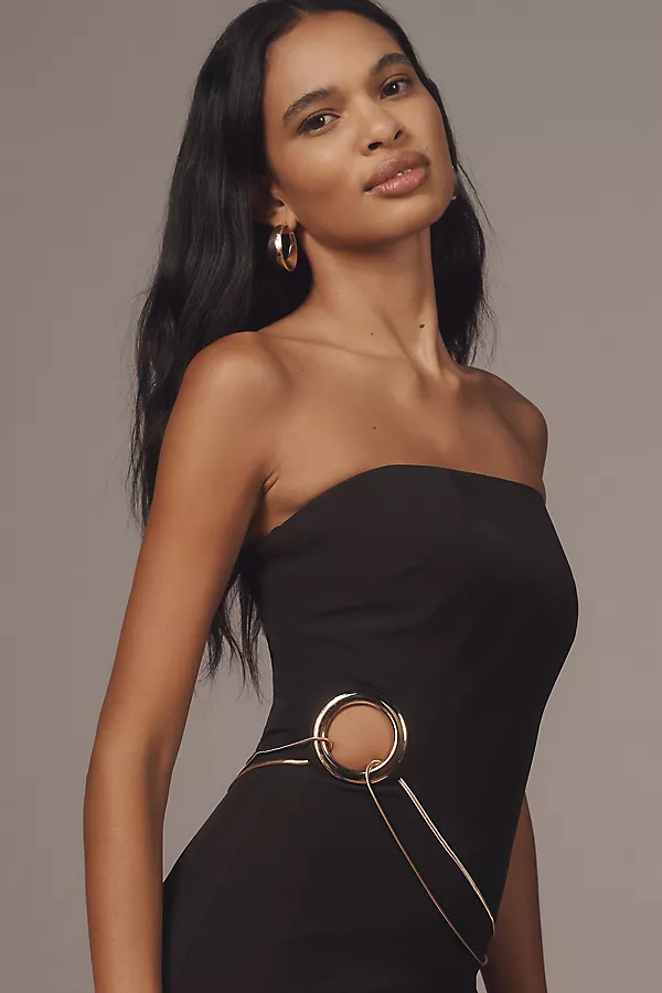 Anthropologie Mare Mare Strapless Hardware Maxi Dress Black