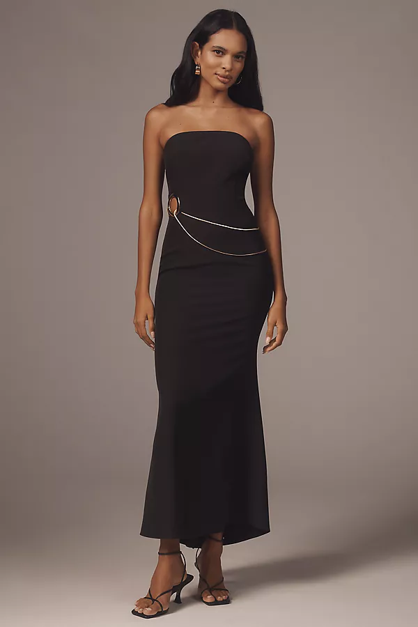 anthropologie Mare Mare Strapless Hardware Maxi Dress Black