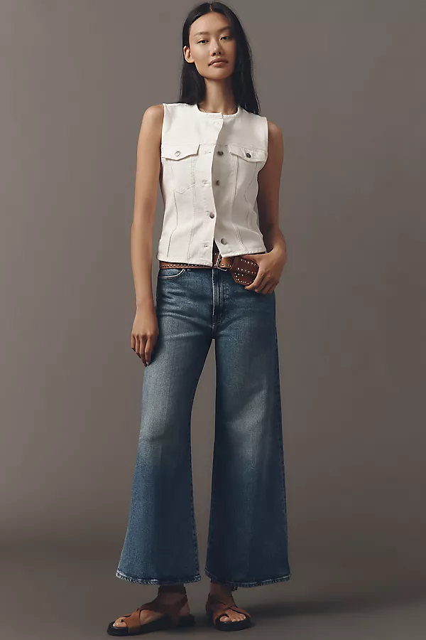 anthropologie MOTHER The Hustler Roller Ankle High-Rise Wide-Leg Jeans Slip And Fall