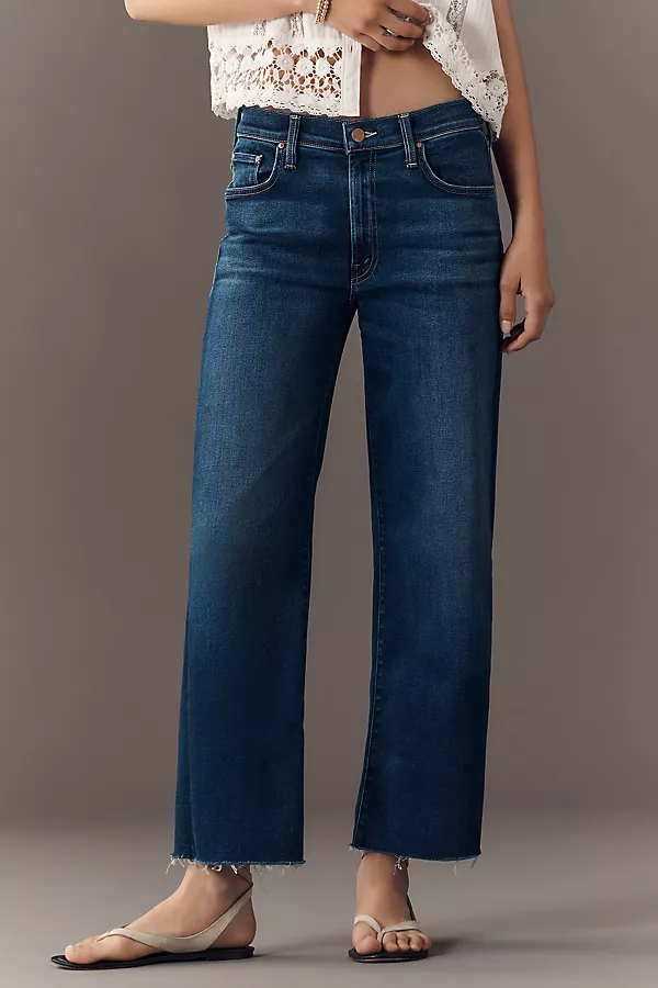 Anthropologie MOTHER The Rambler Zip High-Rise Straight-Leg Ankle Jeans Taking Chances