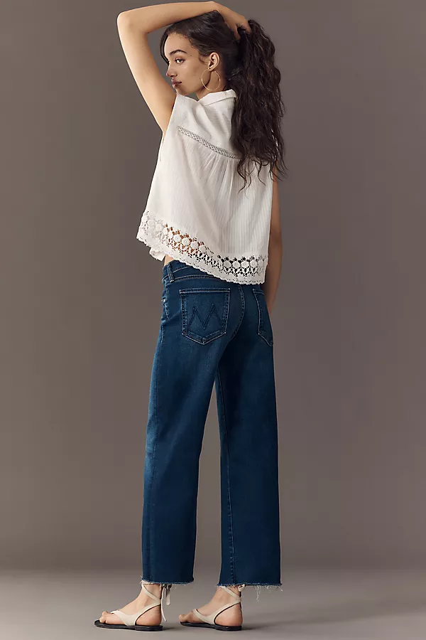 Anthropologie MOTHER The Rambler Zip High-Rise Straight-Leg Ankle Jeans Taking Chances