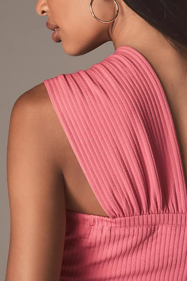 Anthropologie Porridge Antonia Twist-Front Ribbed Maxi Dress Pink